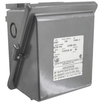 United Electric Pressure Switch, 400 Series Type J403 Models 126 to 164